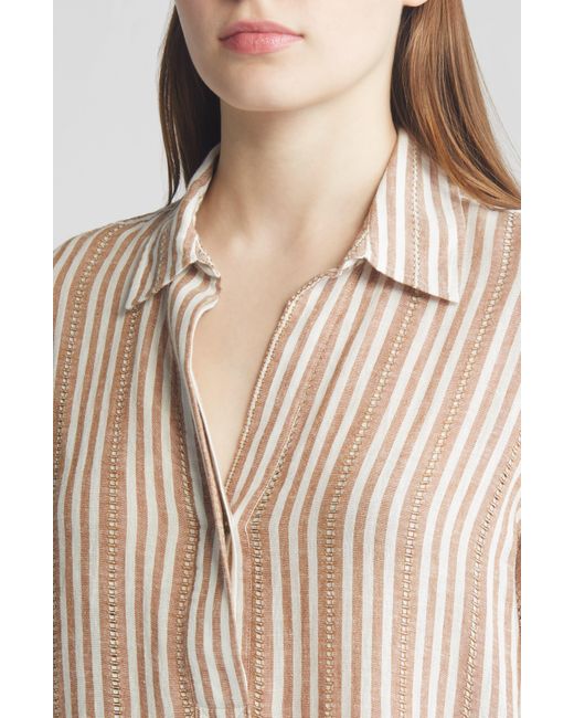 Rails Natural Banks Stripe Linen Blend Leno Shirt