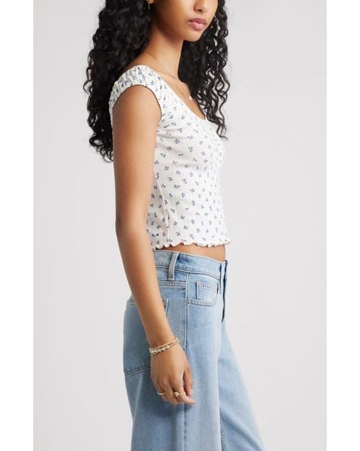 BP. White Pointelle Cap Sleeve Top