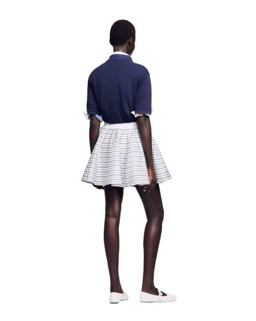Sandro Blue Spiral Print Skater Skirt