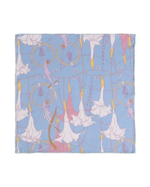 Lost Pattern Blue Datura Silk Pocket Square