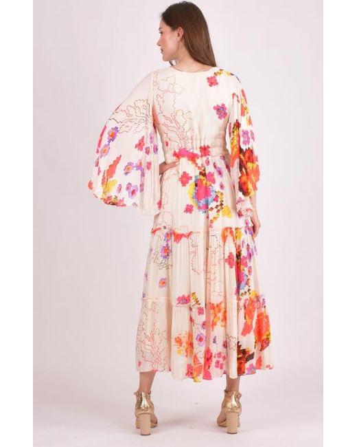 Ras Red Grasie Floral Ruffle Chiffon Maxi Dress