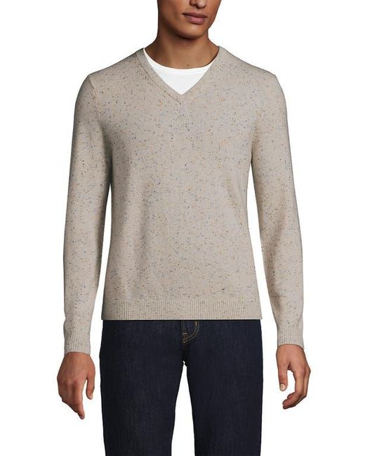 Lands' End Gray Fine Gauge Cashmere V-Neck Sweater for men
