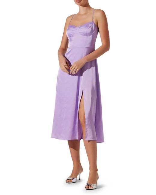 Astr Purple Bustier Satin Dress