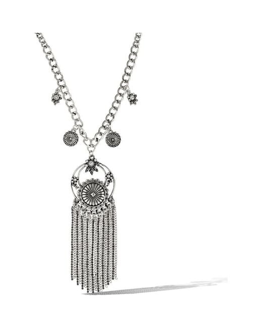 Jessica Simpson White Tassel Statement Necklace