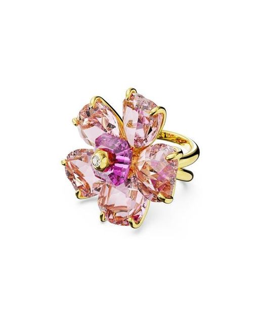 Swarovski Pink Idyllia Crystal Flower Cocktail Ring
