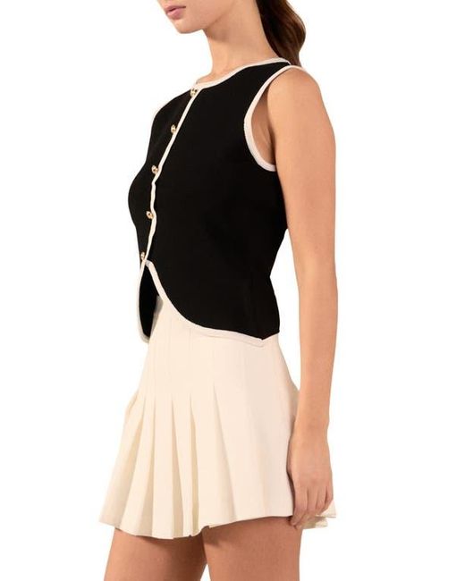 Endless Rose Black Contrast Knit Vest