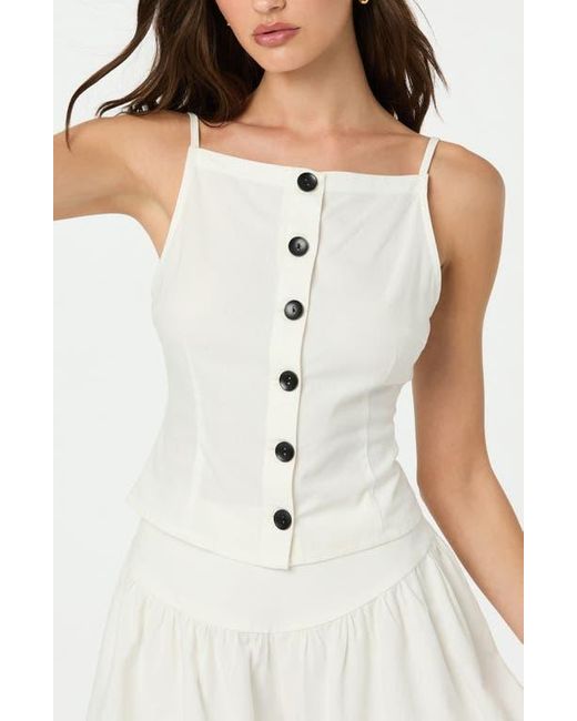 Astr White Boat Neck Button-Up Camisole