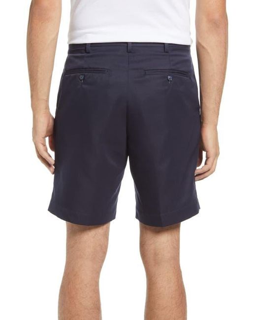 Berle Blue Microfiber Self Sizer Pleated Shorts for men