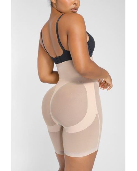 Shapellx Brown Mesh Smooth Tummy Control Butt-Lifting Shorts