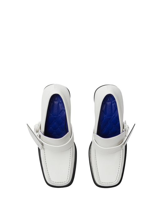 Burberry White Shield Loafer Pump