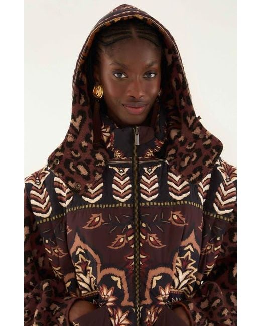 Farm Rio Brown Ainika Hooded Puffer Jacket