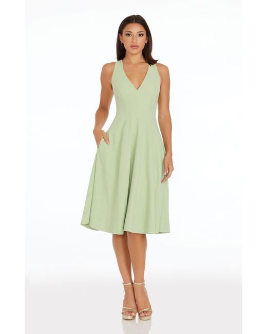 Dress the Population Green Catalina Fit & Flare Cocktail Dress