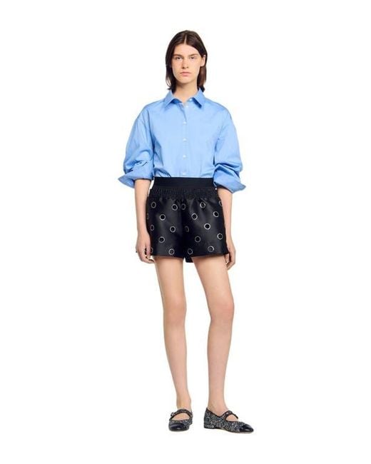 Sandro Blue Rhinestone Shorts