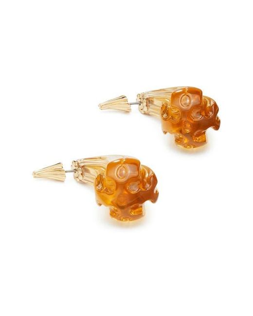 Tory Burch Yellow Logo Drop Front/Back Earrings