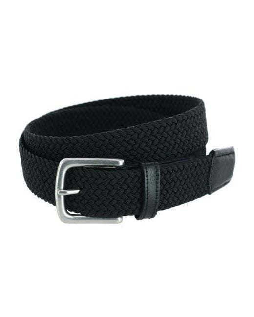 Trafalgar Black Riverside Solid Stretch Weave Belt for men