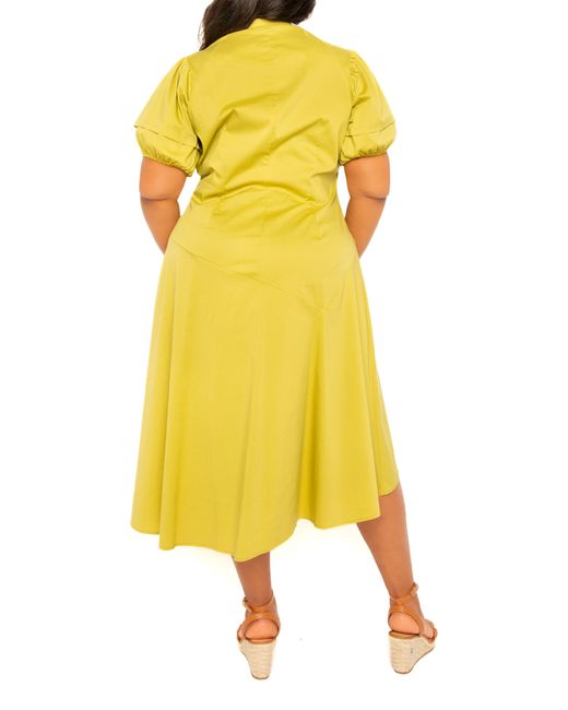 Buxom Couture Green Asymmetric Ruffle Dress