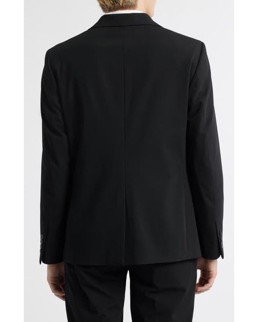 Open Edit Black Slim Fit Solid Stretch Suit Jacket for men