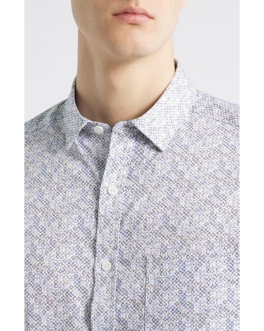 Johnston & Murphy White Circle Grid Print Button Down Shirt for men
