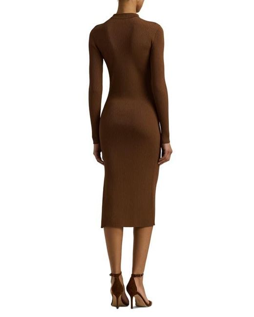 Ralph Lauren Rib Knit Polo Dress in Brown | Lyst