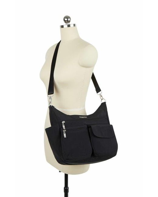 Baggallini Black Modern Everywhere Hobo Crossbody Bag With Wristlet