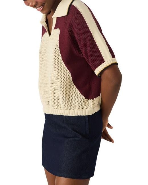 Steve Madden Blue Axon Open Stitch Polo Sweater