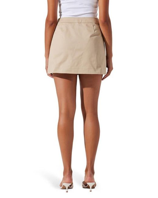 Astr Natural Chana Pleated Wrap Miniskirt