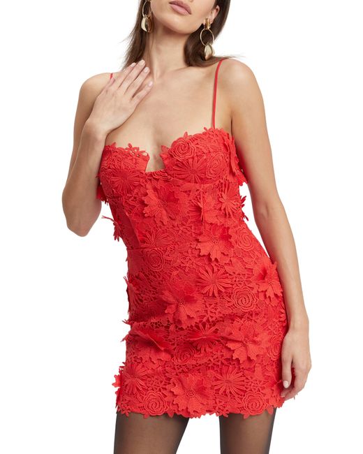Bardot Red Brias Lace Minidress