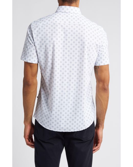 Boss White Roan Ken Slim Fit Short Sleeve Button-up Shirt for men