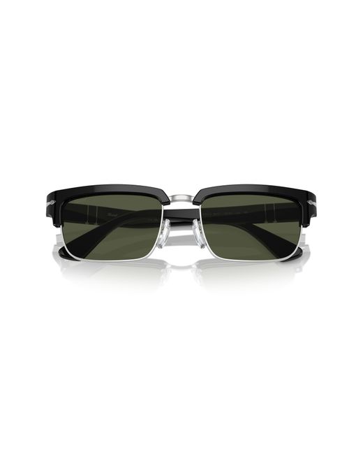 Persol Black Italian Rectangular Acetate Sunglasses for men