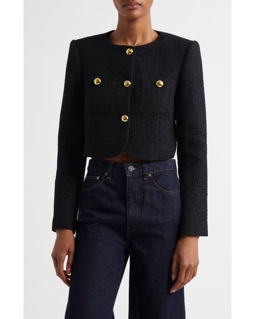 Cinq À Sept Black Auden Crop Tweed Jacket