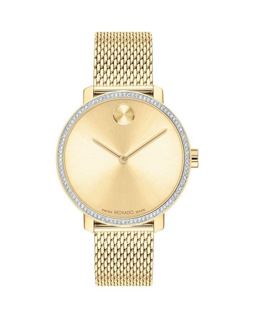 Movado Metallic Bold Museum Dot Mesh Strap Watch, 34Mm