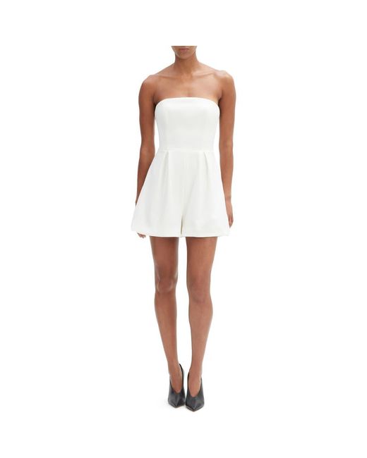 Bardot White Karoline Pleated Strapless Romper