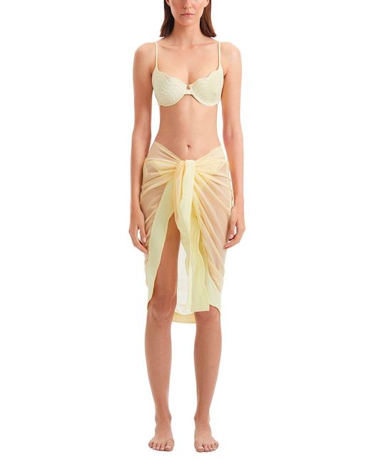 Moeva Natural Raiden Tie Front Wavy-Trim Sheer Sarong