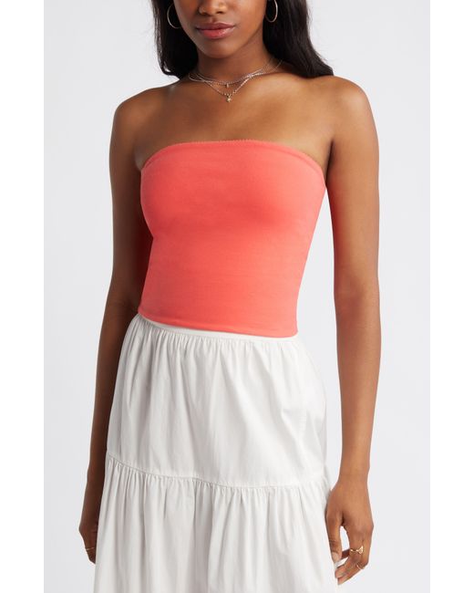 BP. Red Scallop Trim Tube Top