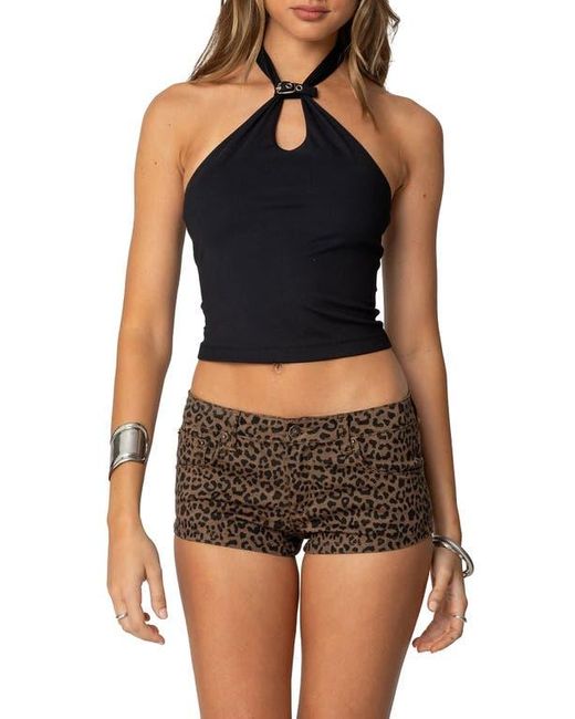 Edikted Black Alizee Crop Halter Top