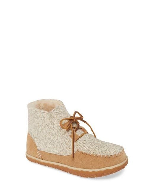 Minnetonka White Torrey Faux Fur Lined Slipper Bootie