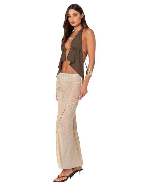 Edikted Natural Inside Out Sheer Maxi Skirt