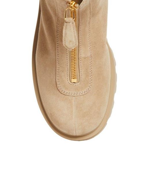 Prada Natural Zip Front Lug Bootie