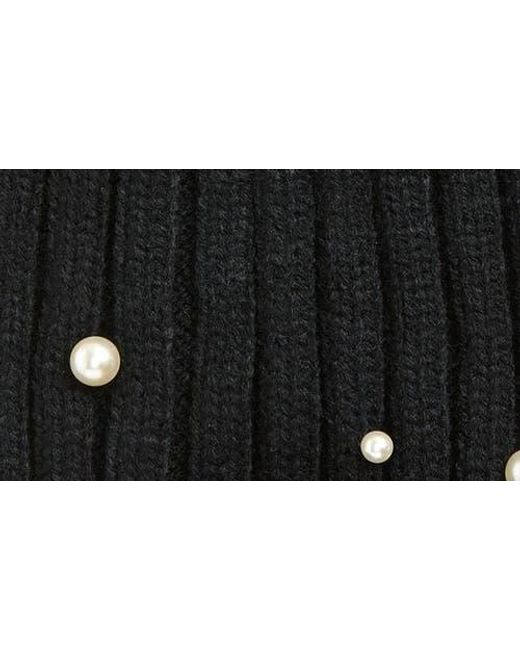 Tasha Black Faux Pearl Stud Beanie