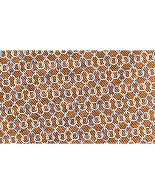 Eton of Sweden Brown Geometric Silk Pocket Square for men