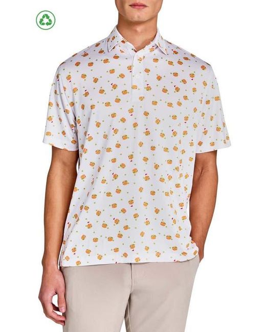 Con.struct White Regular Fit Burgers & Pickles Recycled Performance Golf Polo for men