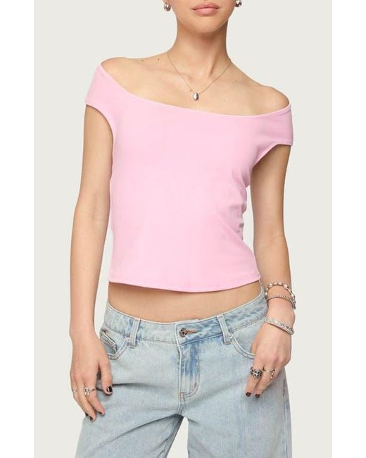 Edikted Red Mikkey Cutout Off The Shoulder Top