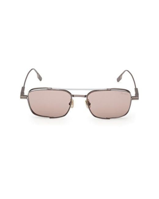Zegna Pink 54Mm Rectangular Sunglasses for men