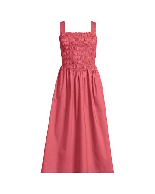 lands end smocked midi dress Lands' End Women's Flocked Chiffon Midi Dress