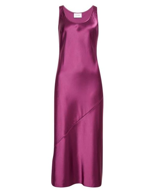 St. John Purple Sleeveless Satin Midi Dress