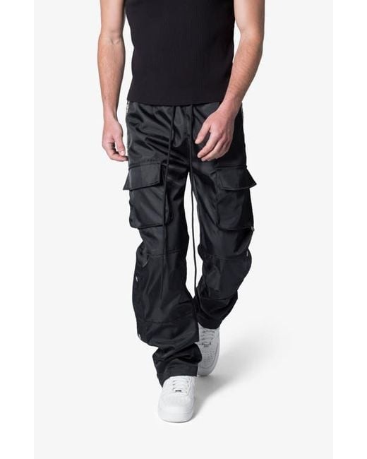 MNML Black Side Snap Nylon Cargo Pants for men