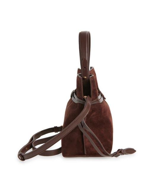 Sam Edelman Brown Small Poppy Drawstring Leather Crossbody Bag