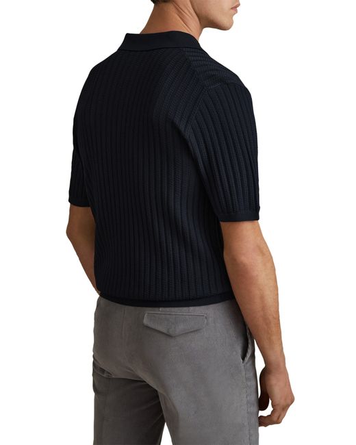 Reiss Black Murray Short Sleeve Cardigan for men