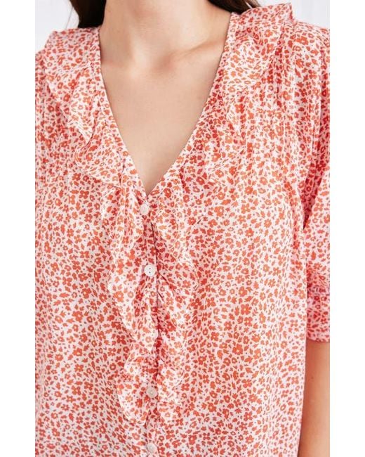Paneros Clothing Red Chloe Cotton Ruffle Shirt