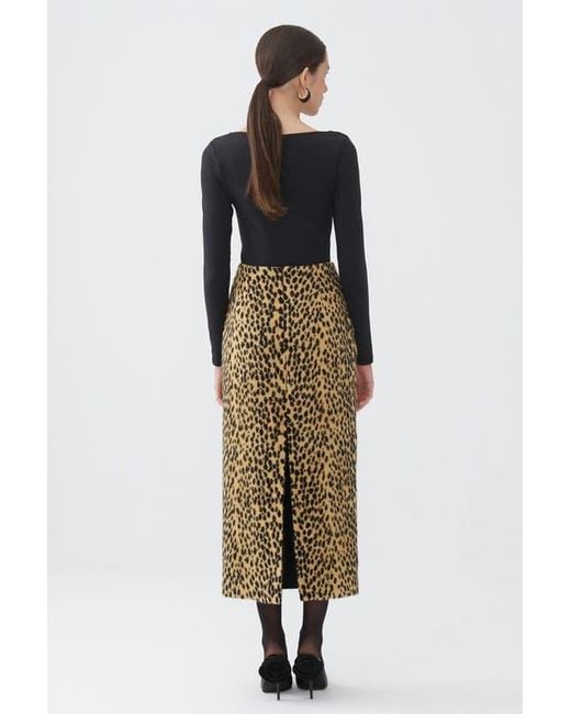 Nocturne Leopard Print Pencil Skirt in Metallic Lyst
